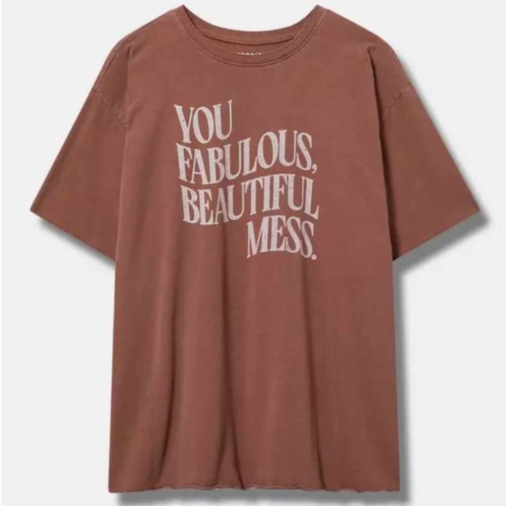 Torrid NWOT Fabulous Mess Relaxed Heritage Jersey Raw Edge Tee